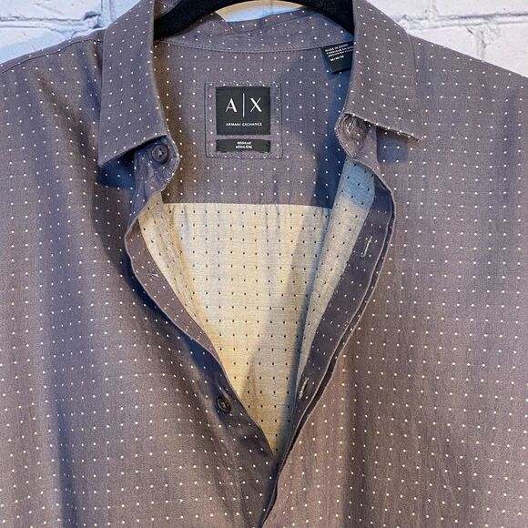 Armani Exchange Men's Regular Fit Long Sleeve Button Up Shirt Size M Dark Gray - Picture 9 of 11